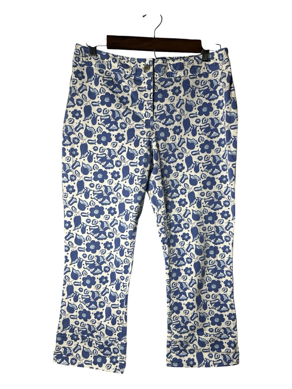 Ann Taylor LOFT Floral Ankle Pants Blue & White Size 10